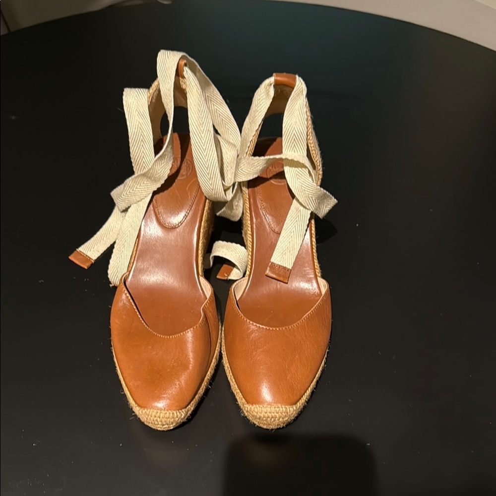 Women's Tan Espadrille Wedge Sandals Massimo Dutti
